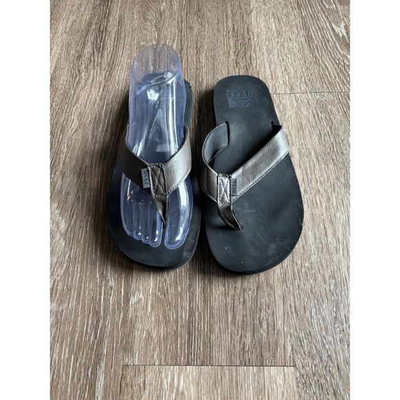 Reef Men's Twinpin Sandals Mens size 9 Flip Flops Brown Vegan Leather Comfort - Picture 1 of 5